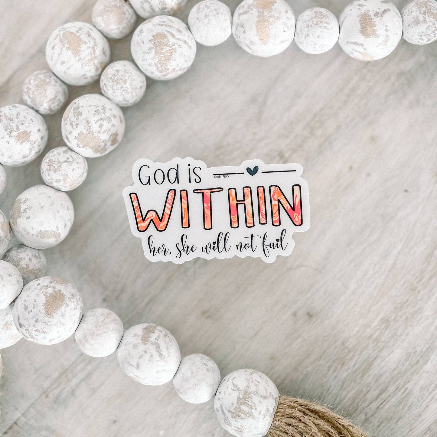 God Is Within Her Clear Vinyl, Sticker, 3x3 in.