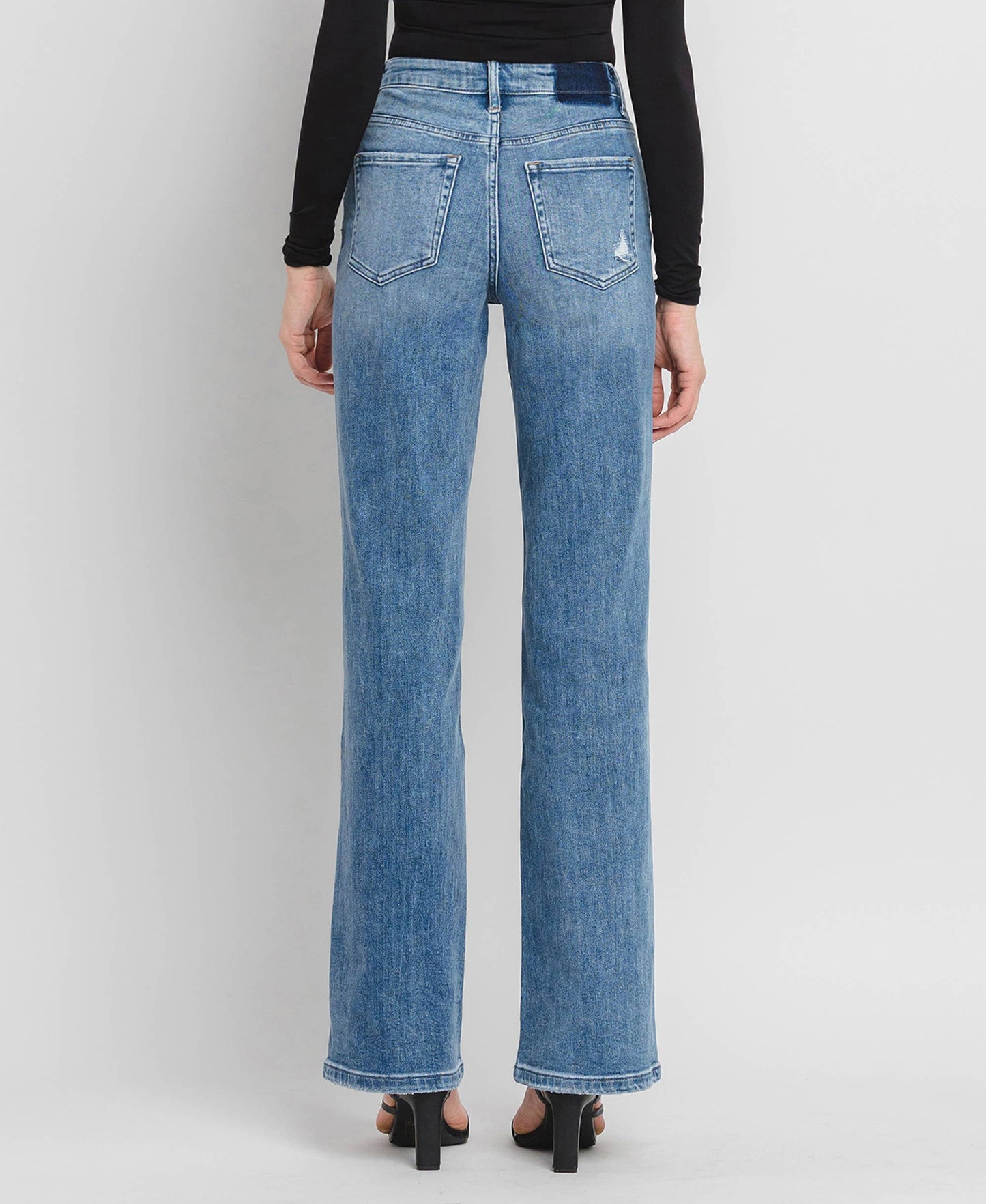 90'S VINTAGE SUPER HIGH RISE FLARE JEANS V3087: CRUSH / 25
