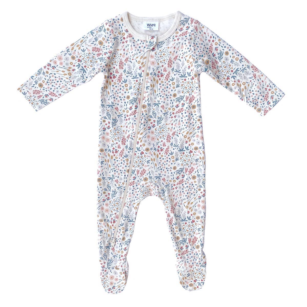 PNW Baby Footed Zip Romper- Mountain Meadow: 3-6m