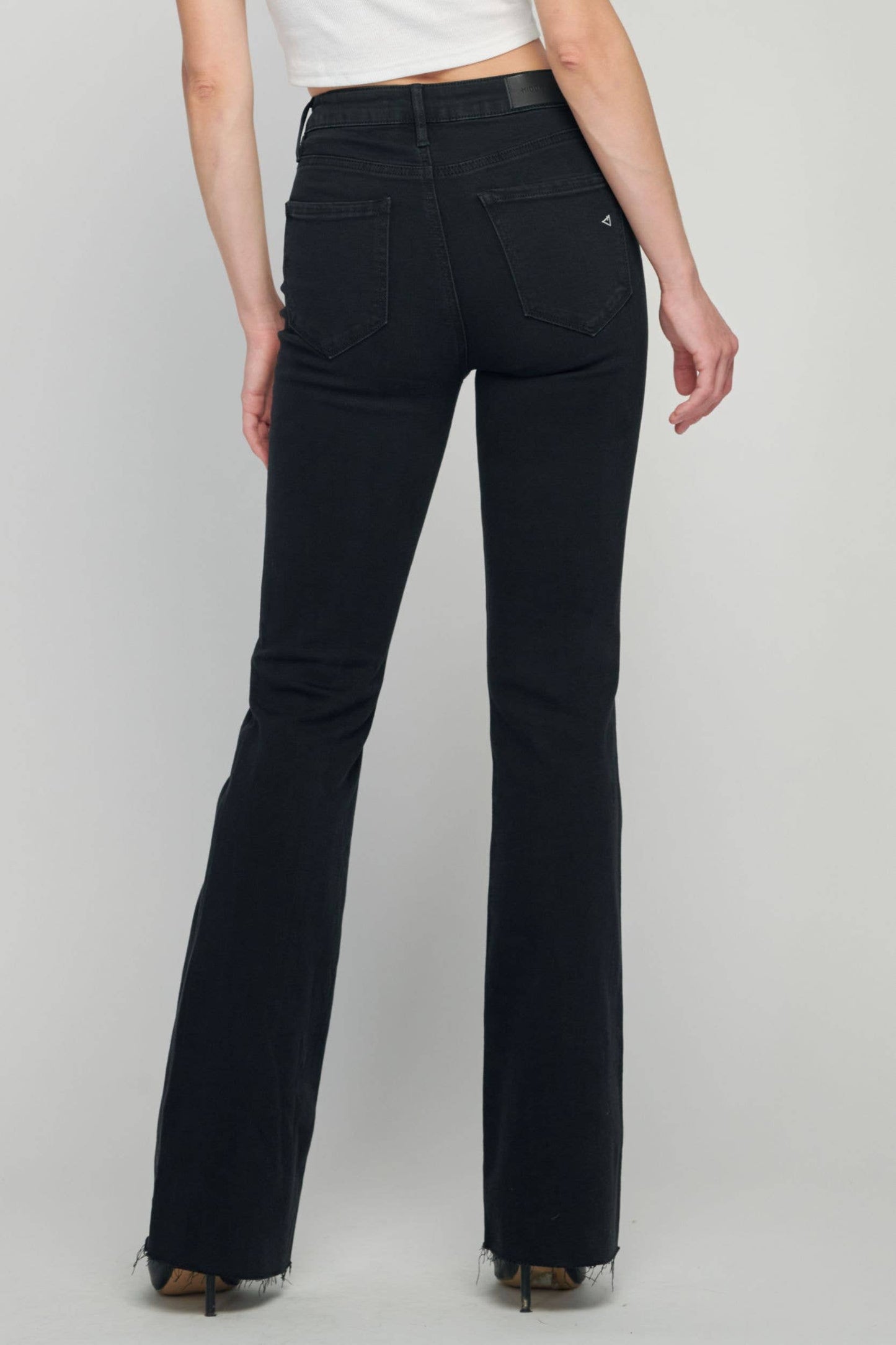 JET BLACK 33" INSEAM RAW HEM FLARE: 24