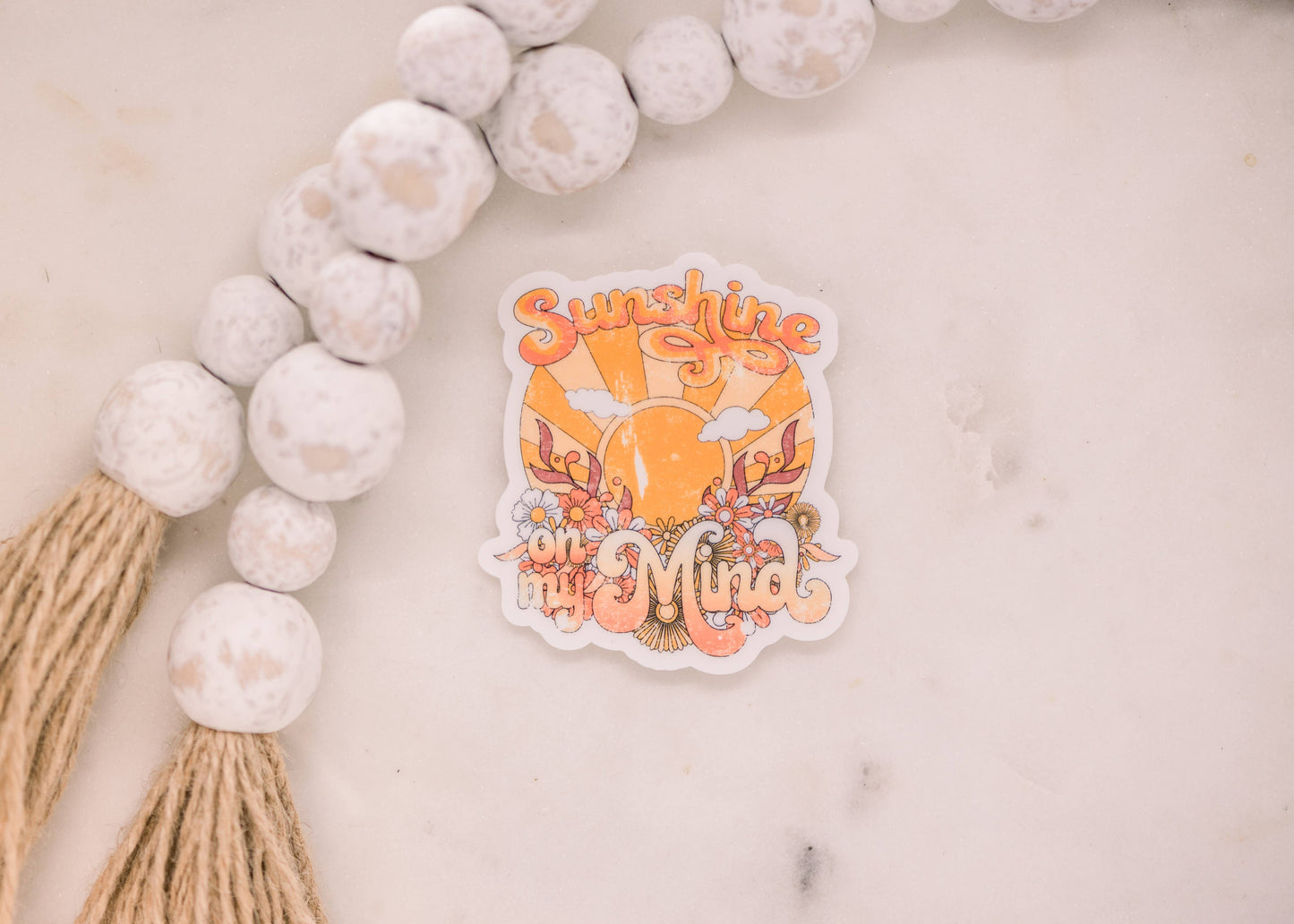 Sunshine On My Mind Clear, Vinyl Sticker, 3x3 in