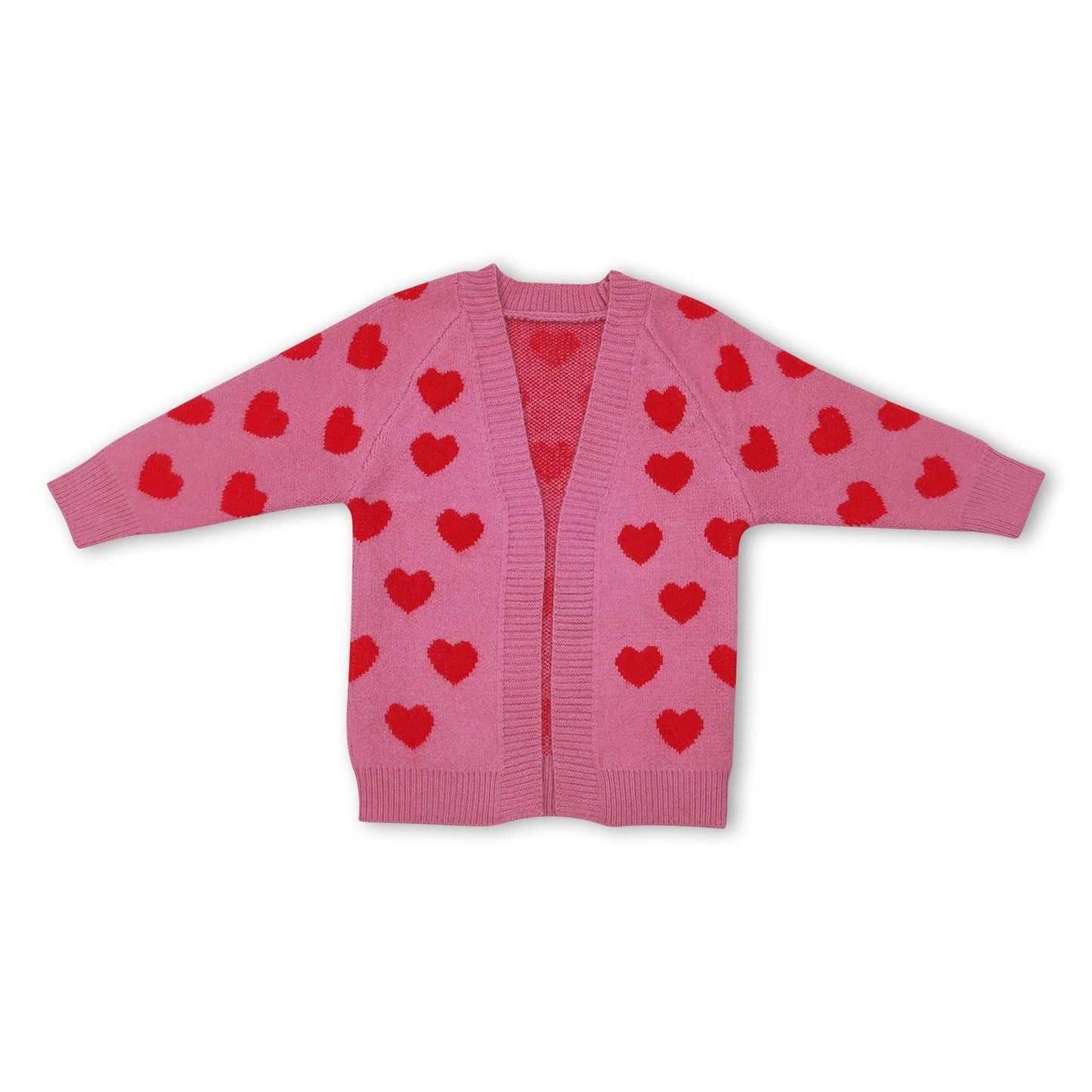 Pink heart cardigan girls Valentine's day sweater: 6-7T