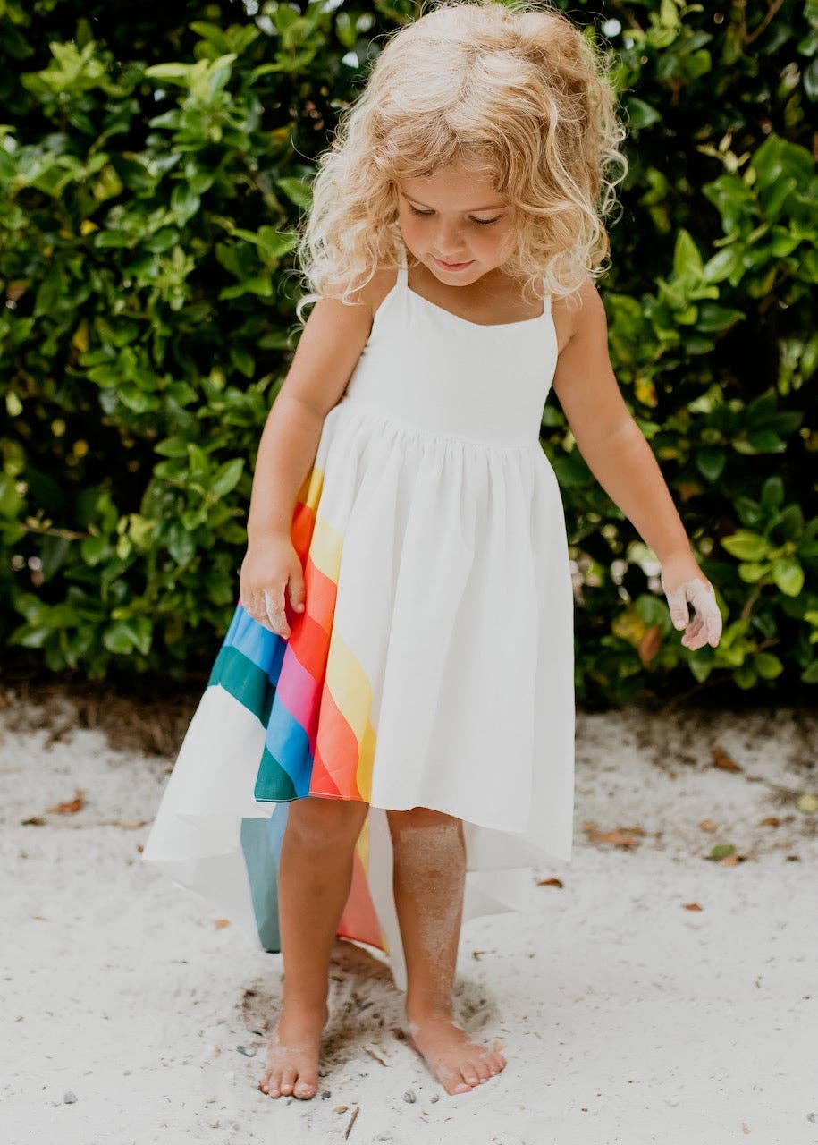 Kids Vivid Rainbow Halter Hi Lo Summer Dress: 7/8
