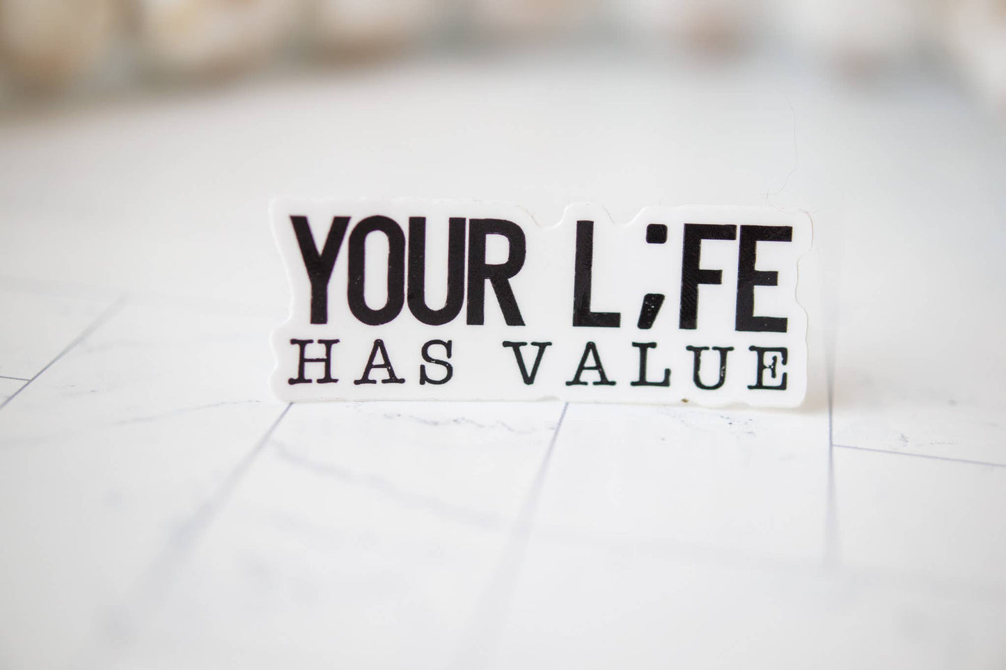 Your L;fe Has Value, Inspirational Vinyl Sticker, 3x3 in.