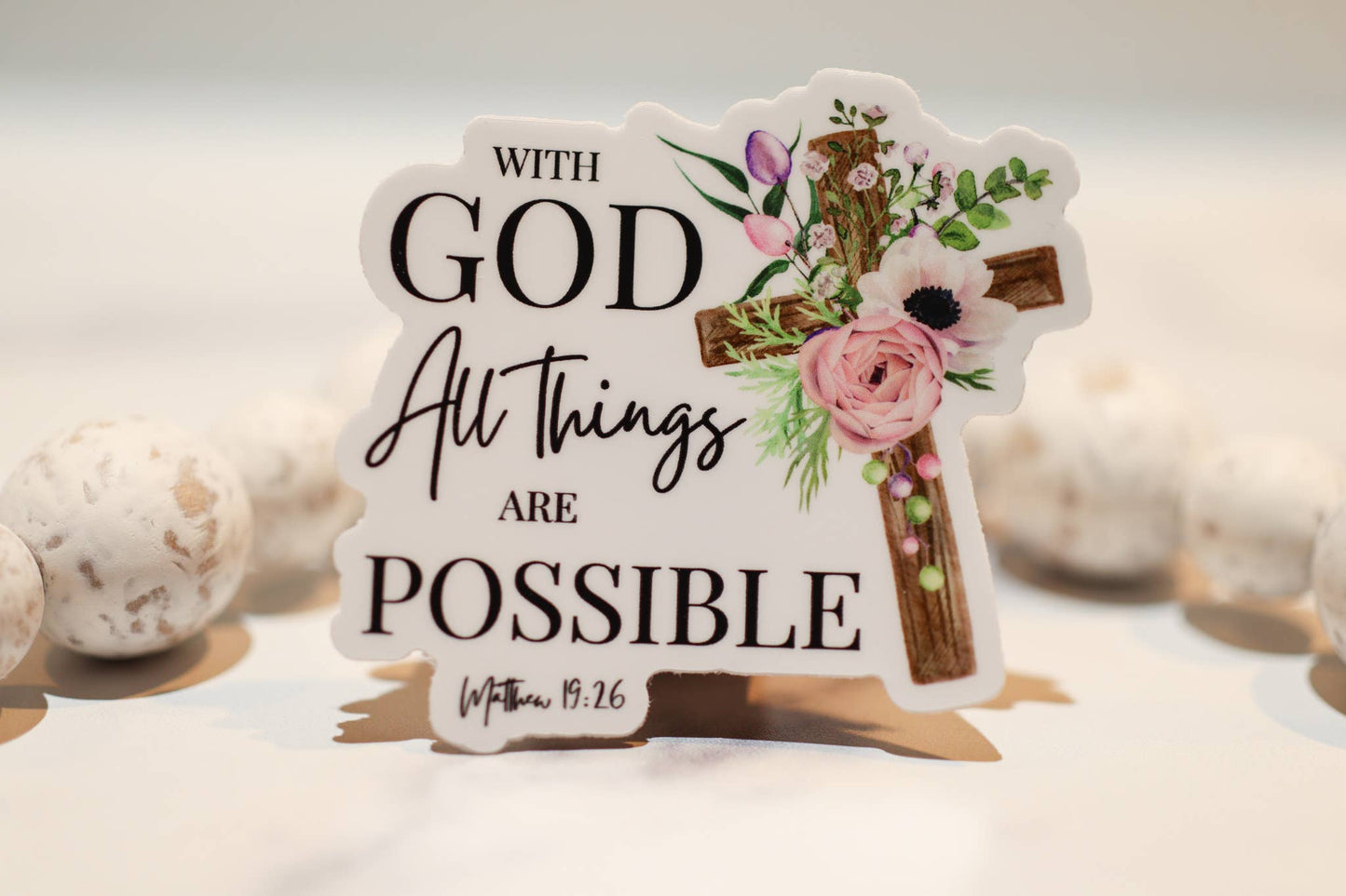 With God All Things Are Possible, Vinyl Sticker, 3in.