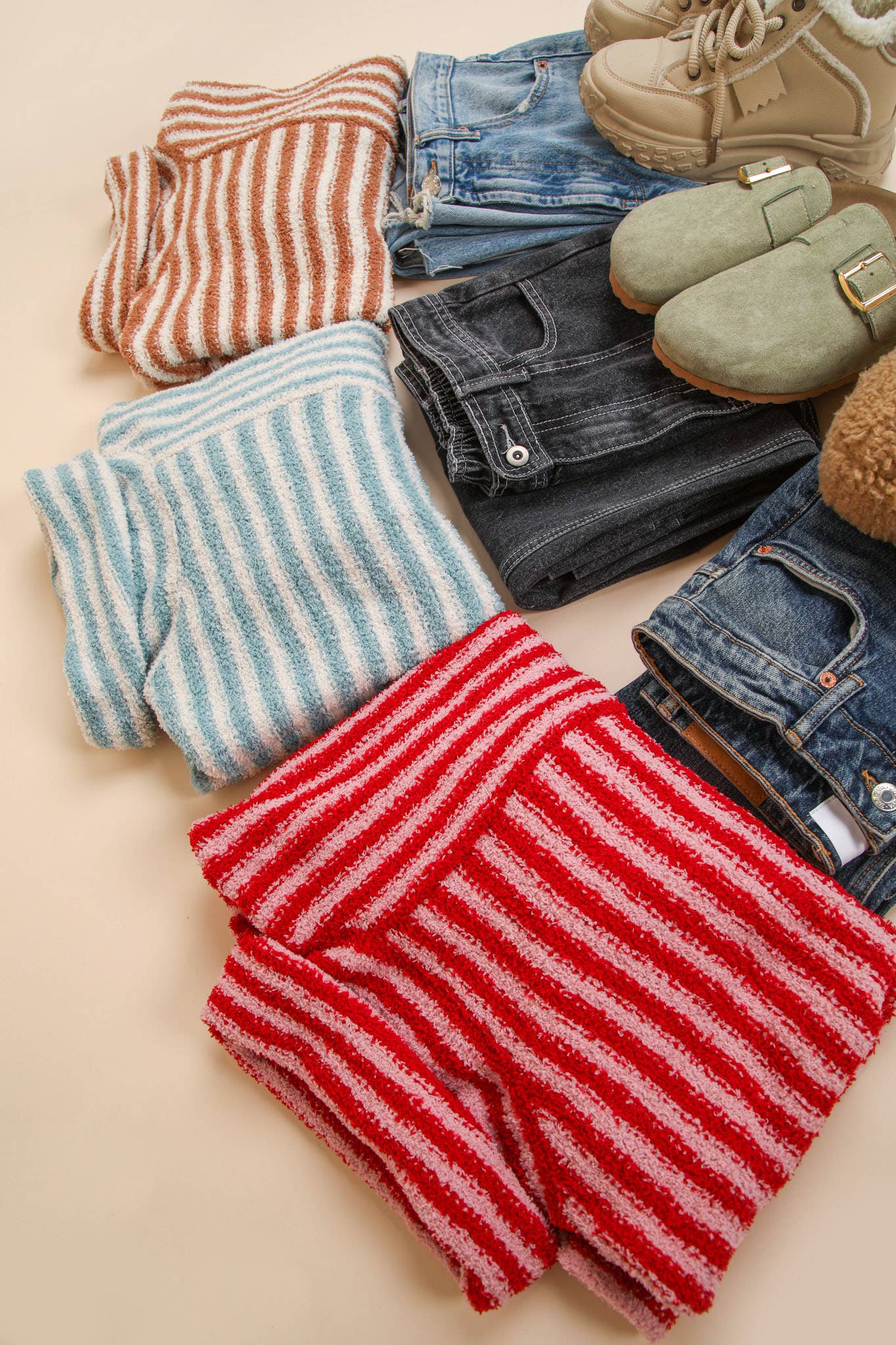 12W3186N-Mock Neck Soft Striped Knit Sweater Top: SAGE / S-M-L/2-2-2