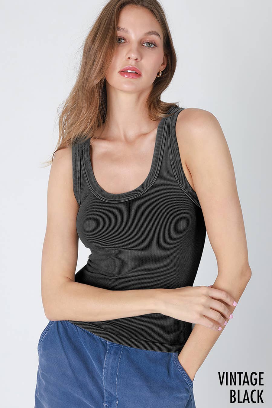 NS8258 - Vintage Reversible Ribbed Tank: Vintage Sandshell