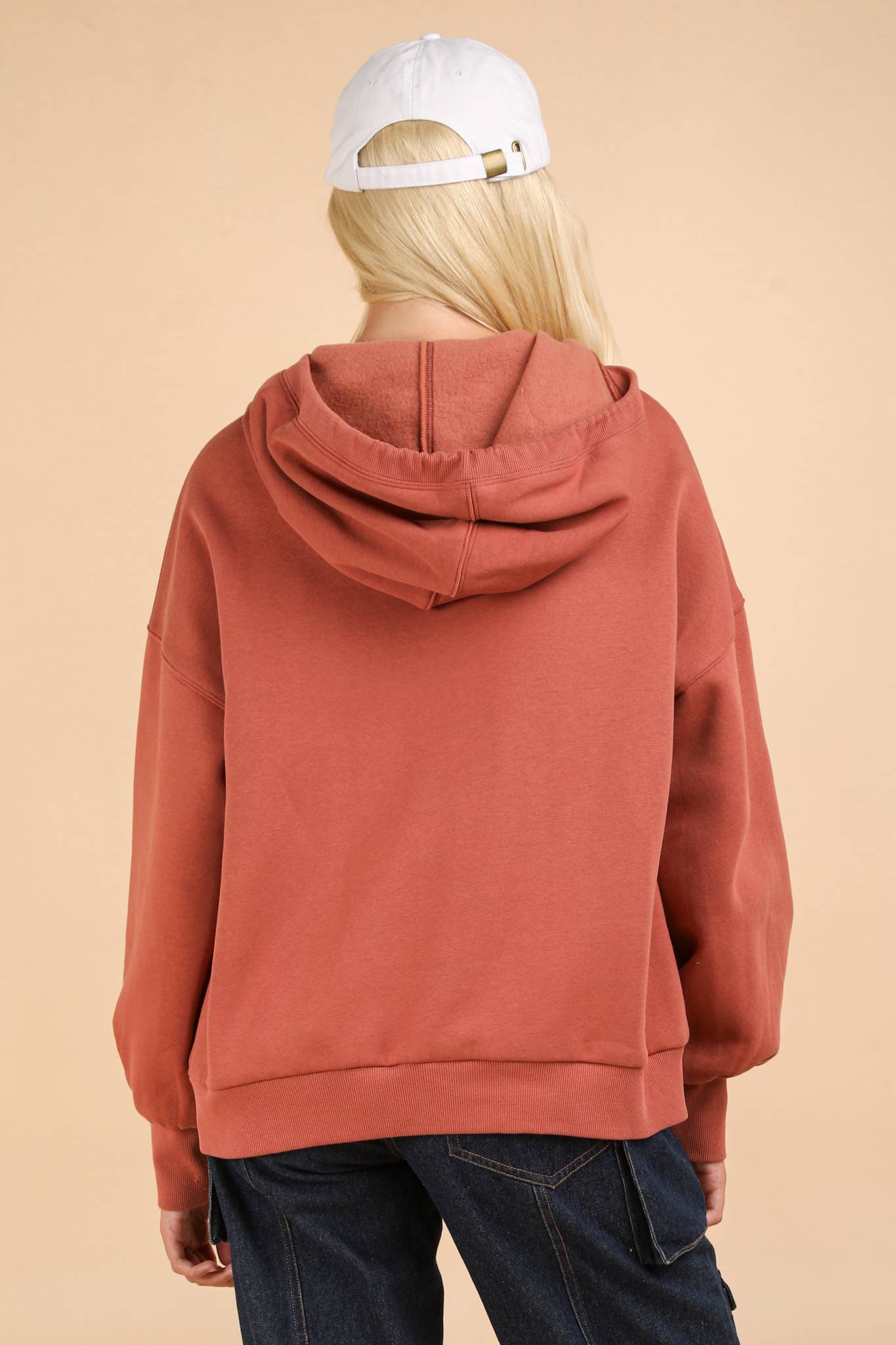 NT11897-Oversized Half Zip Up Knit Casual Hoodie Top: SAGE / S-M-L/2-2-2