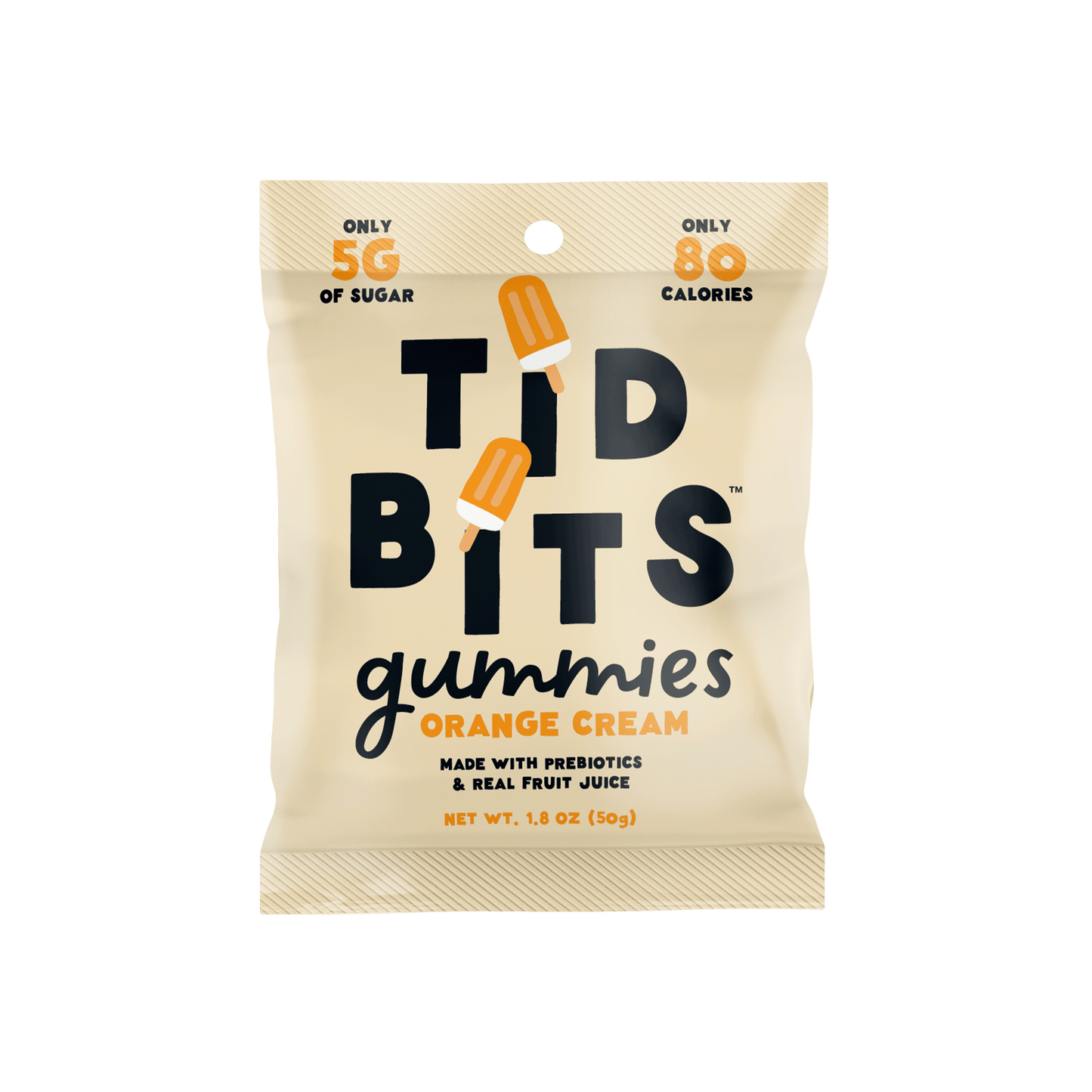 12pk Orange Cream Gummy Candy, Low Sugar 5g, Prebiotics: 12 Bags