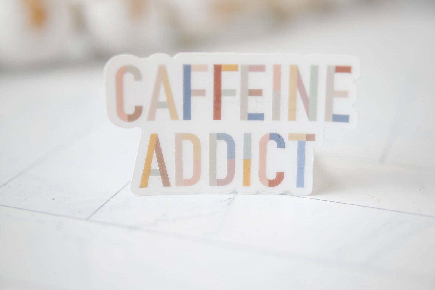 Caffeine Addict Clear Sticker, 3x3