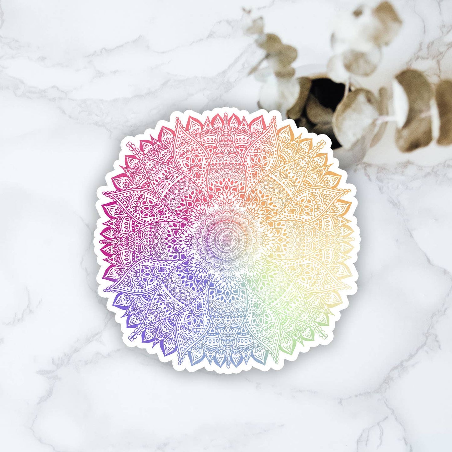 Rainbow Mandala Glossy Vinyl Sticker