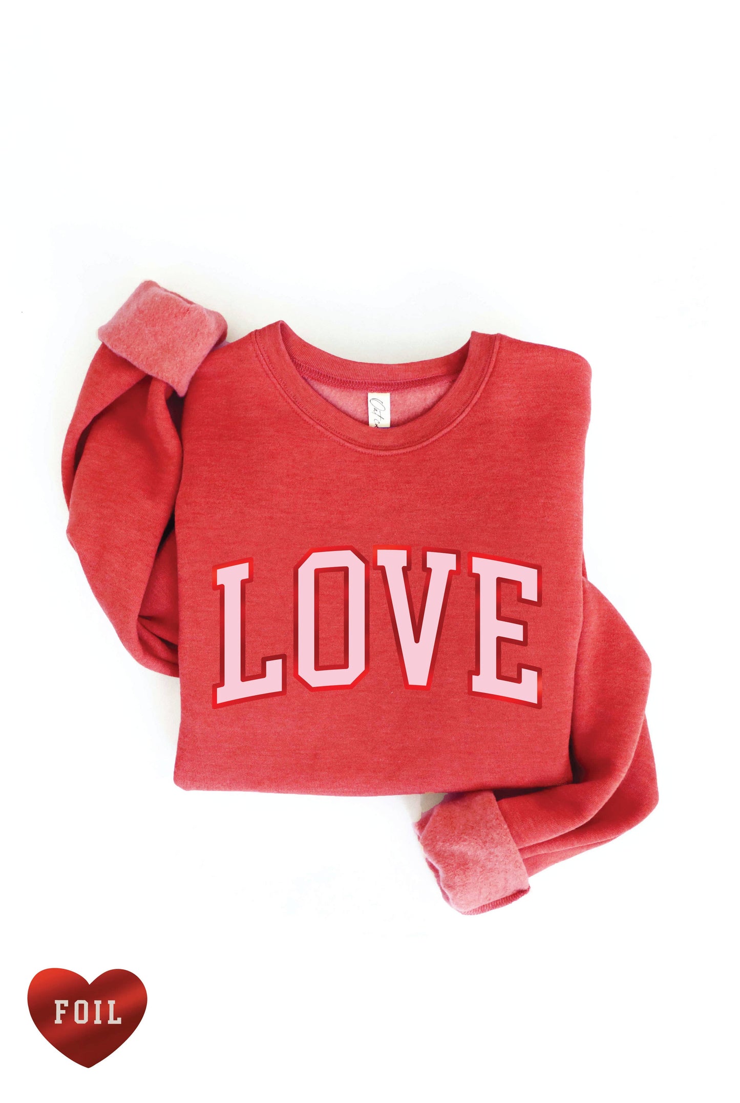 LOVE FOIL Graphic Sweatshirt: L / ROSE