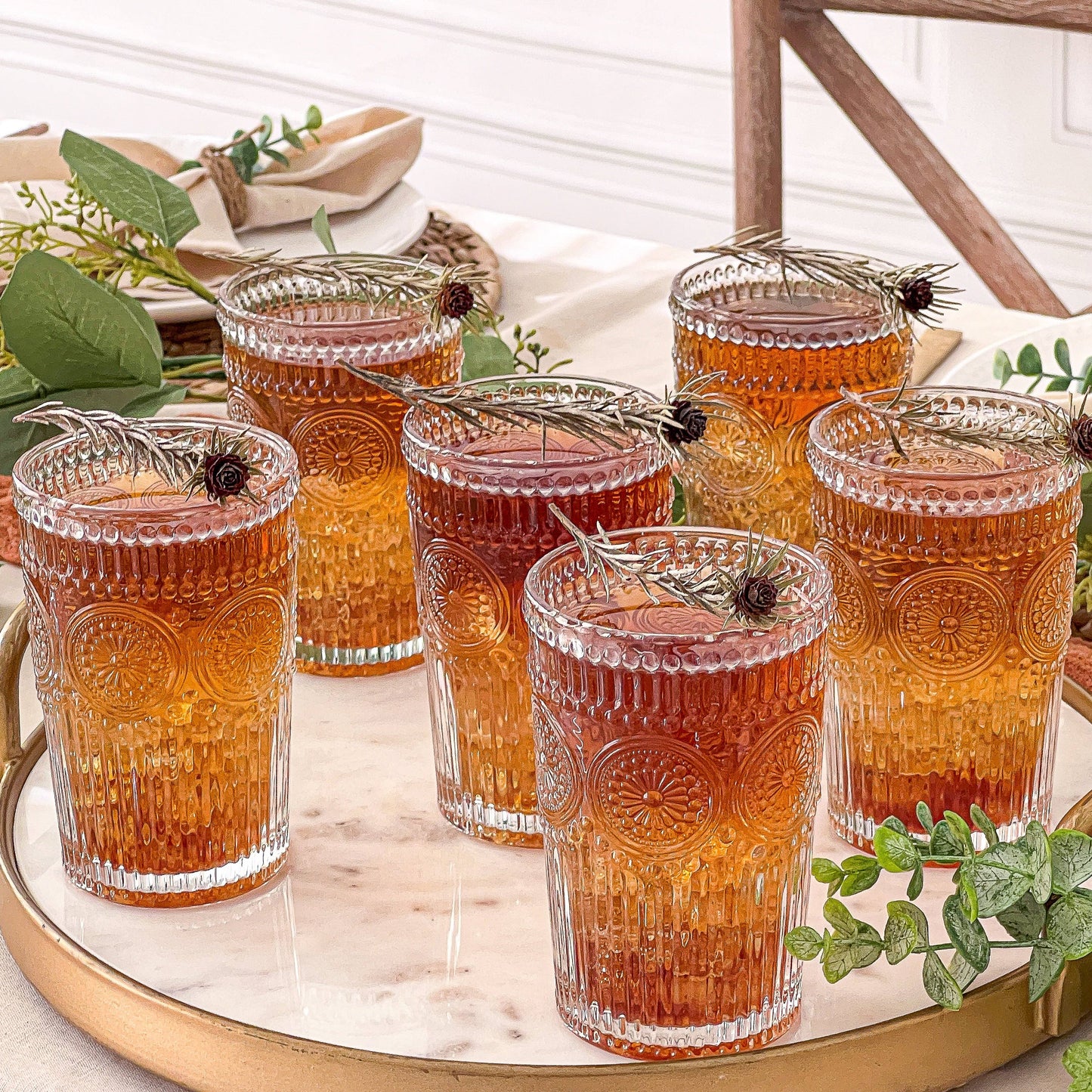 13 oz. Vintage Textured Clear Drinking Glasses