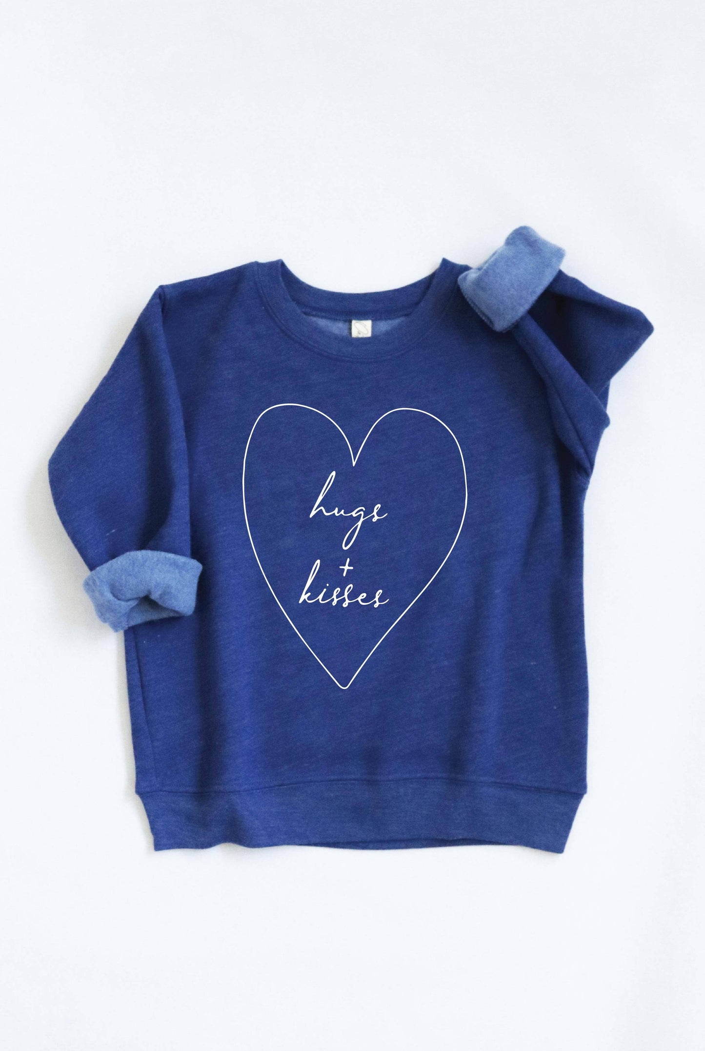 HUGS AND KISSES Toddler Unisex Graphic Sweatshirt: CRANBERRY HEATHER / 5T