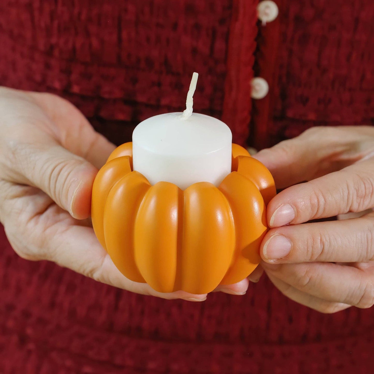 2-in-1 Pumpkin Tealight/Candlestick Holder (Set of 6) - Orange