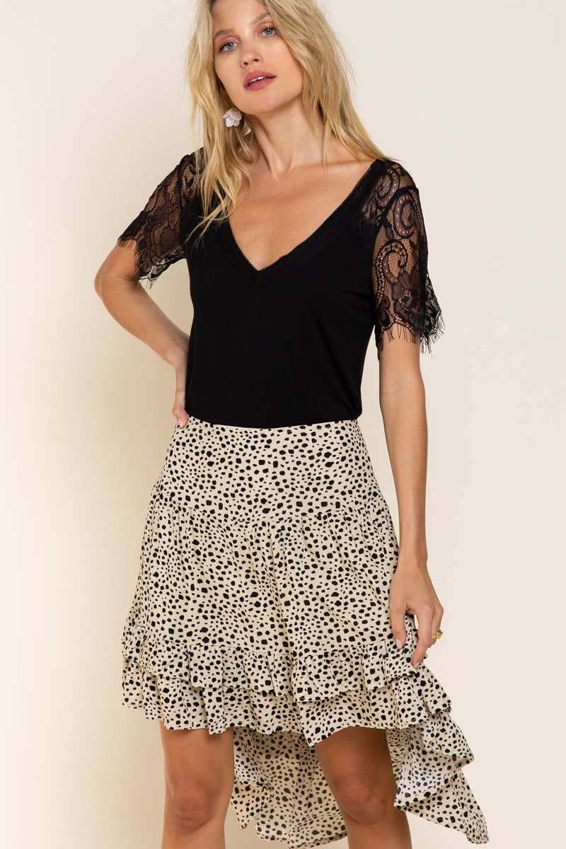 1/2 lace sleeve v-neck tee SALE: IVORY / S