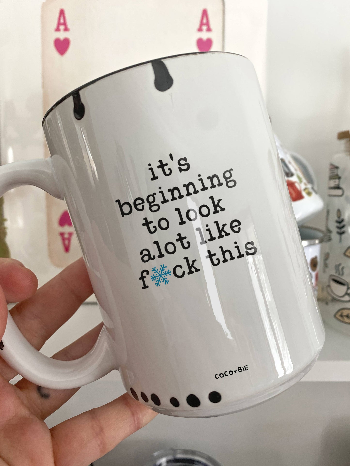 Beginning To Look Alot Like F*ck This - Funny Christmas Mug: Black Handle