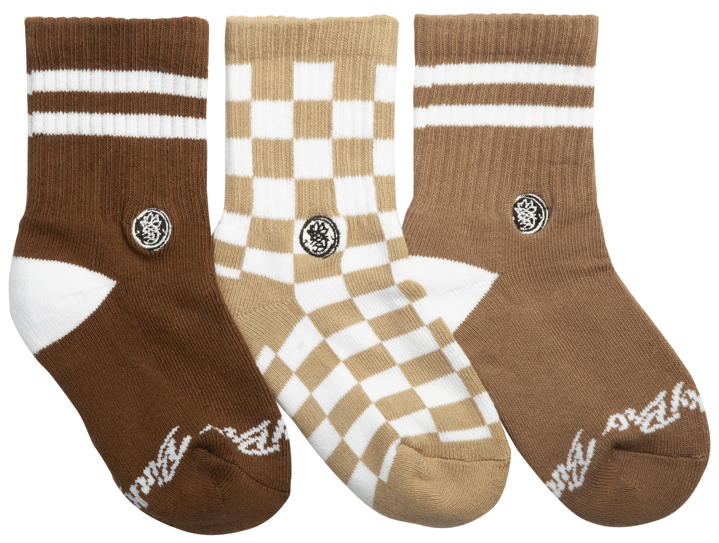 3-Pack Brownie Checks socks: Toddler (1 year - 3 years)