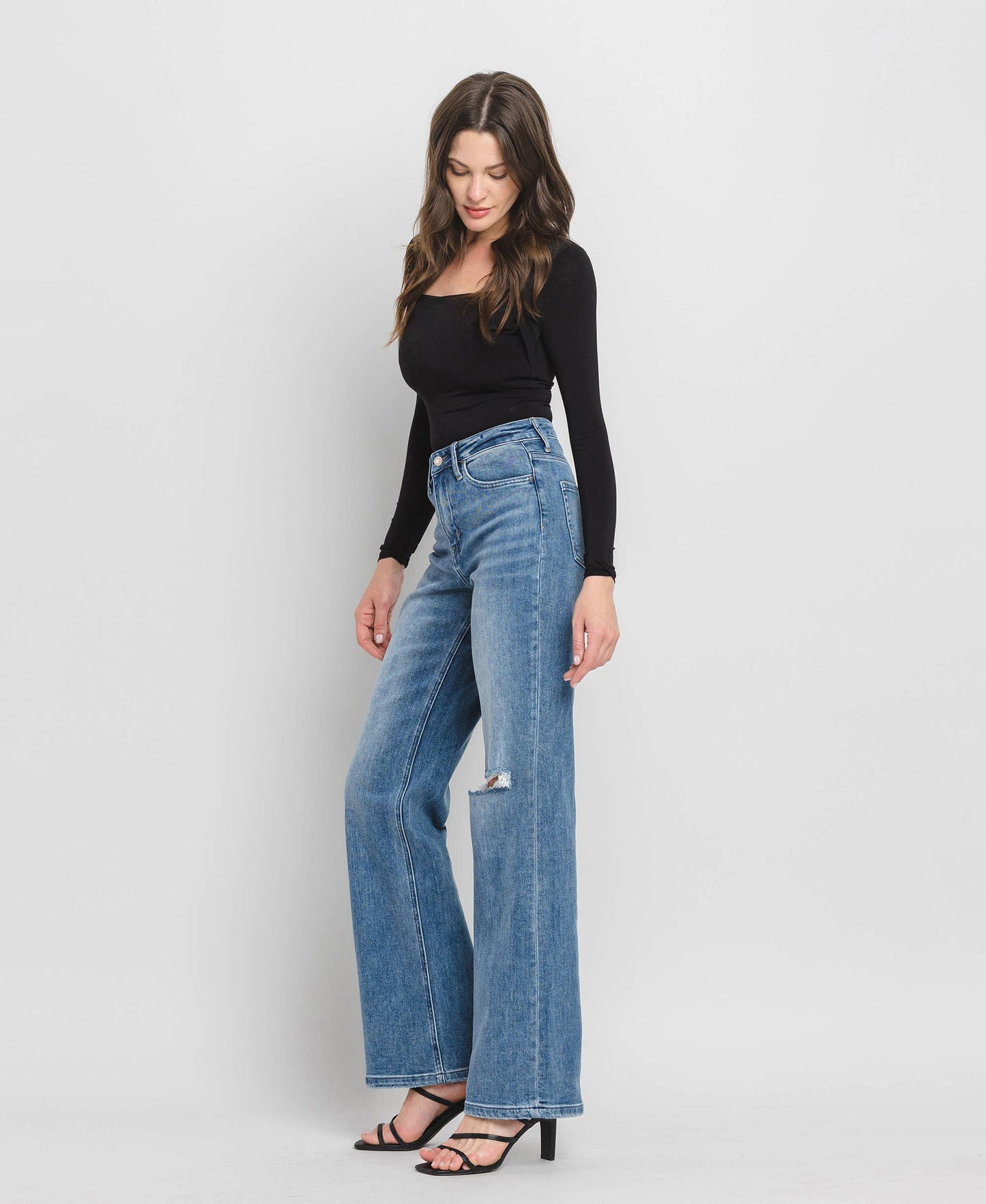 90'S VINTAGE SUPER HIGH RISE FLARE JEANS V3087: CRUSH / 25