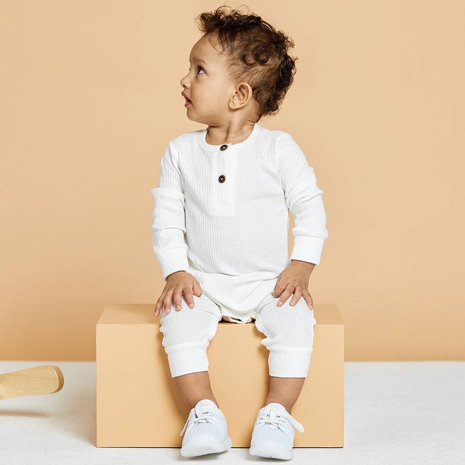 Baby Boy / Girl Cotton Knitted Style Cardigan Jumpsuit: 0-3 Months / Ginger