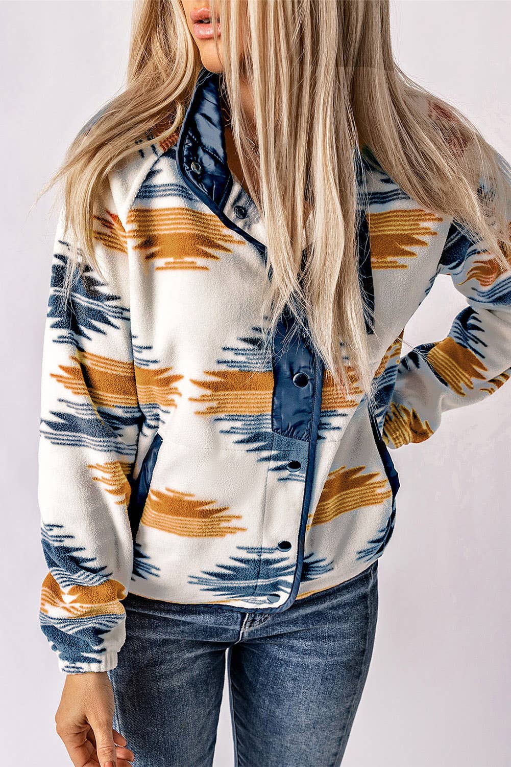 Rustic Charm: Snap Buttoned Fleece Jacket: S / Green