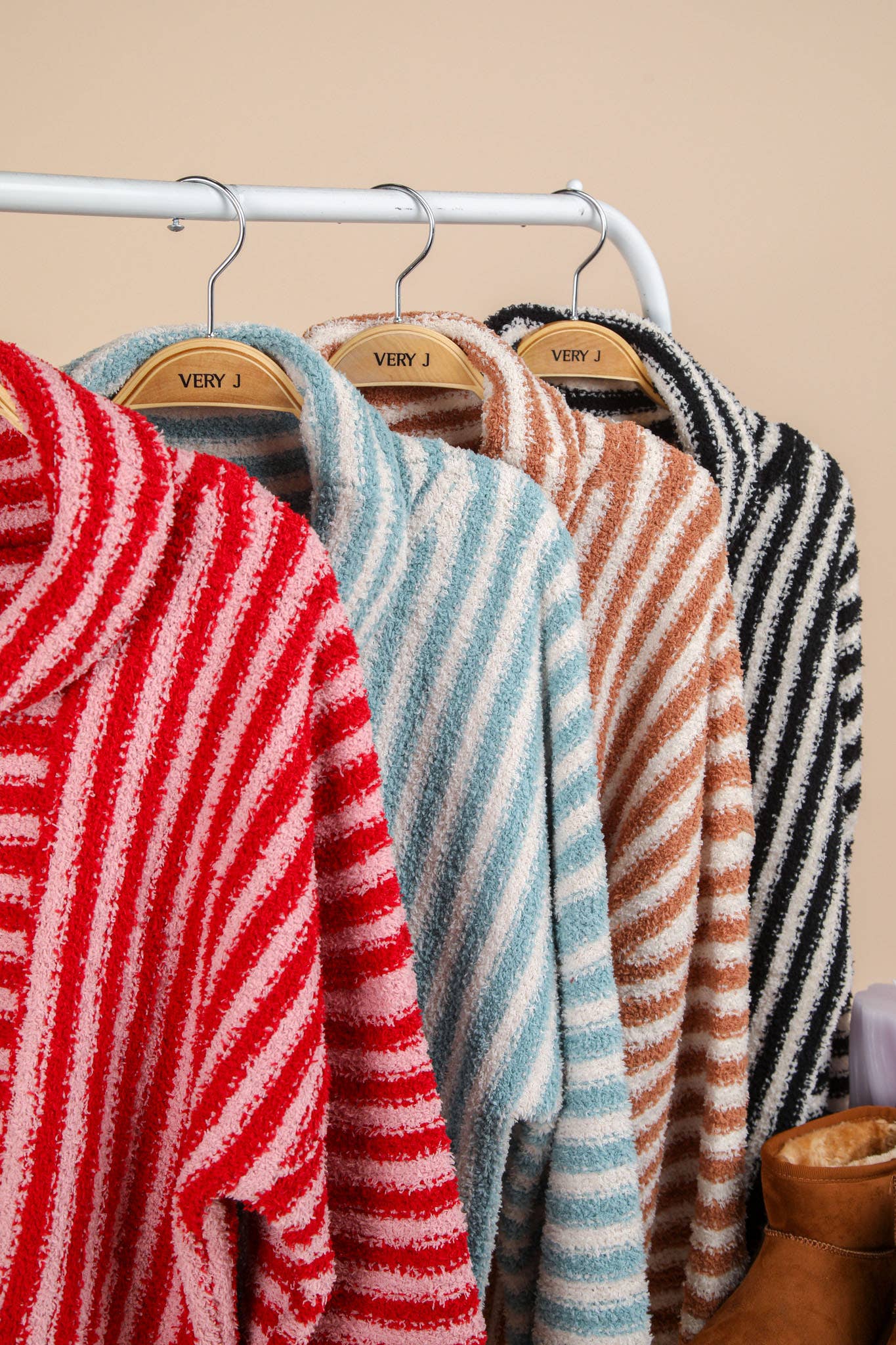 12W3186N-Mock Neck Soft Striped Knit Sweater Top: SAGE / S-M-L/2-2-2