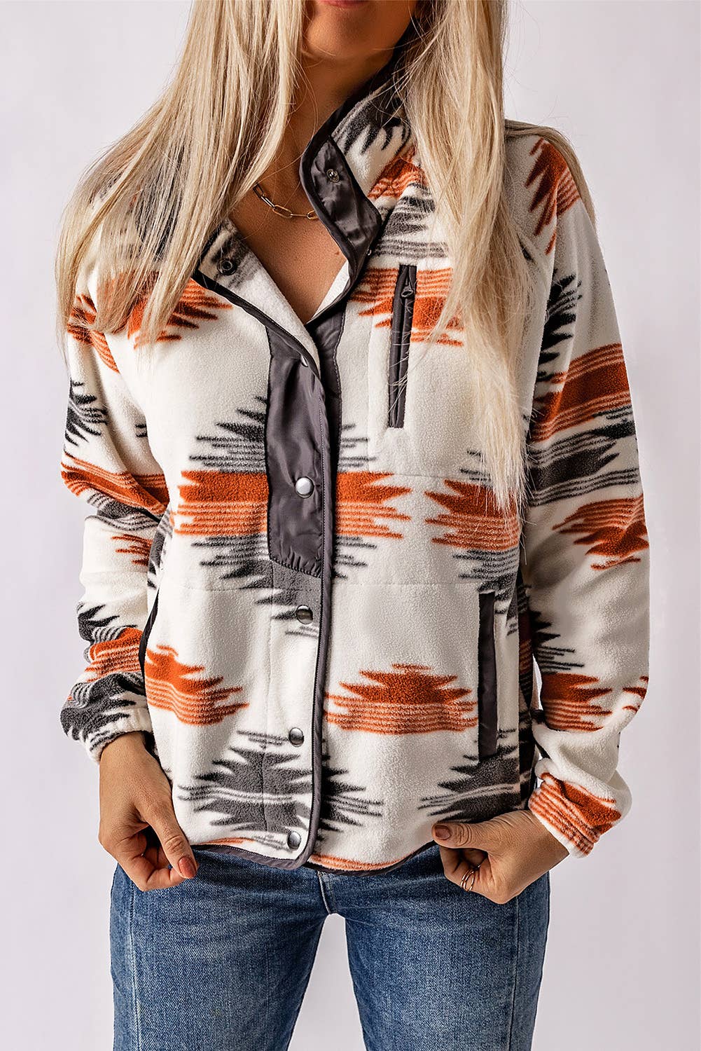 Rustic Charm: Snap Buttoned Fleece Jacket: S / Green