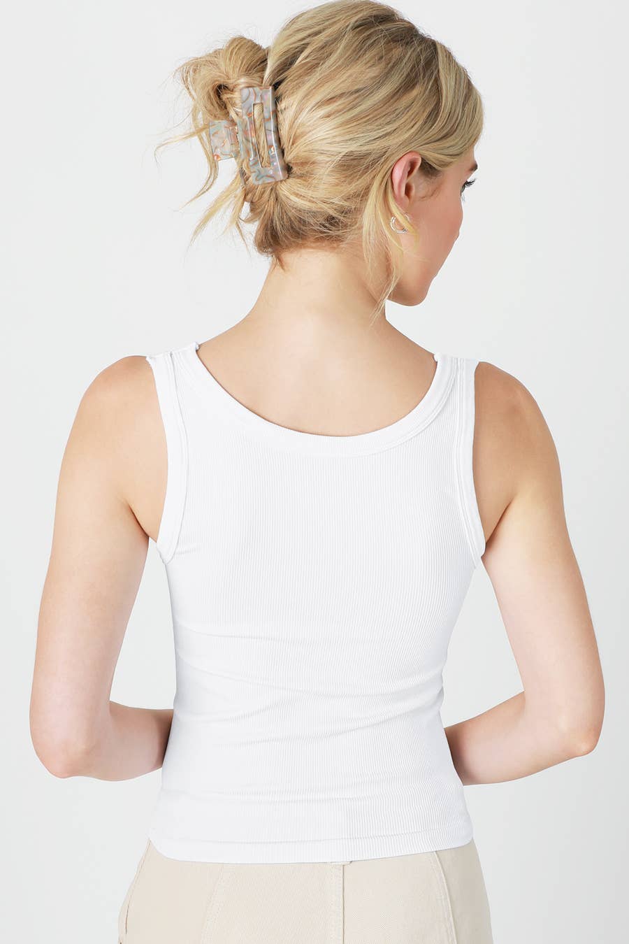 NS8216 - Reversible Ribbed Tank Top: 7 White