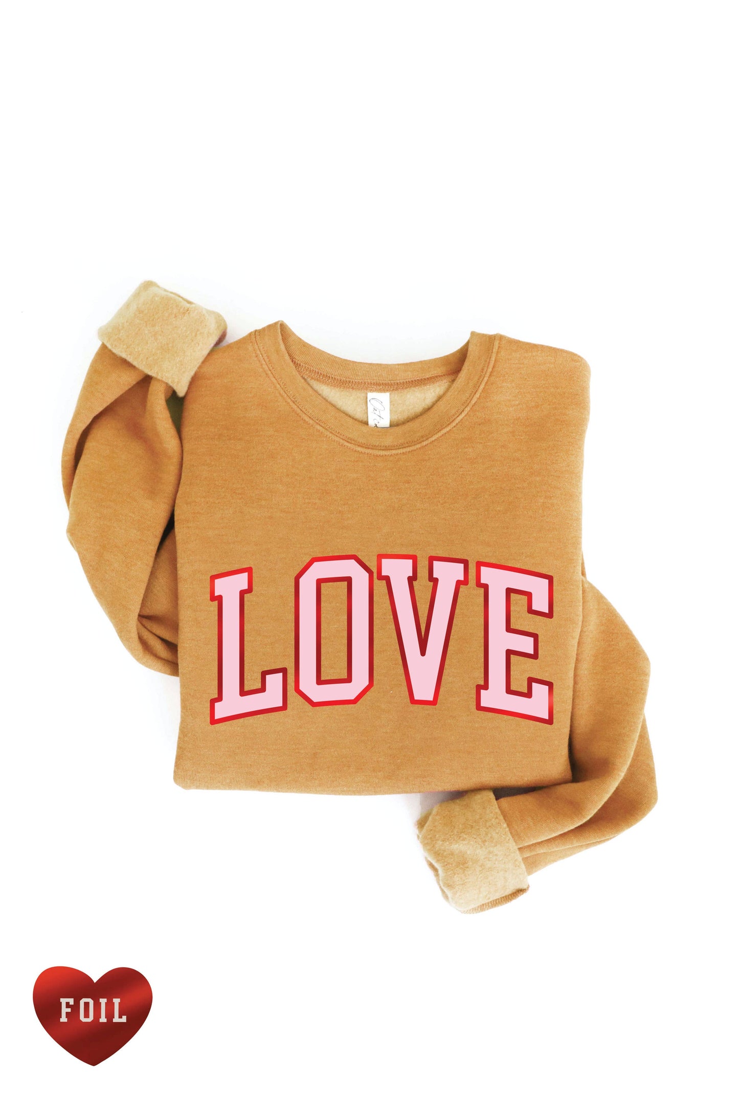 LOVE FOIL Graphic Sweatshirt: L / ROSE