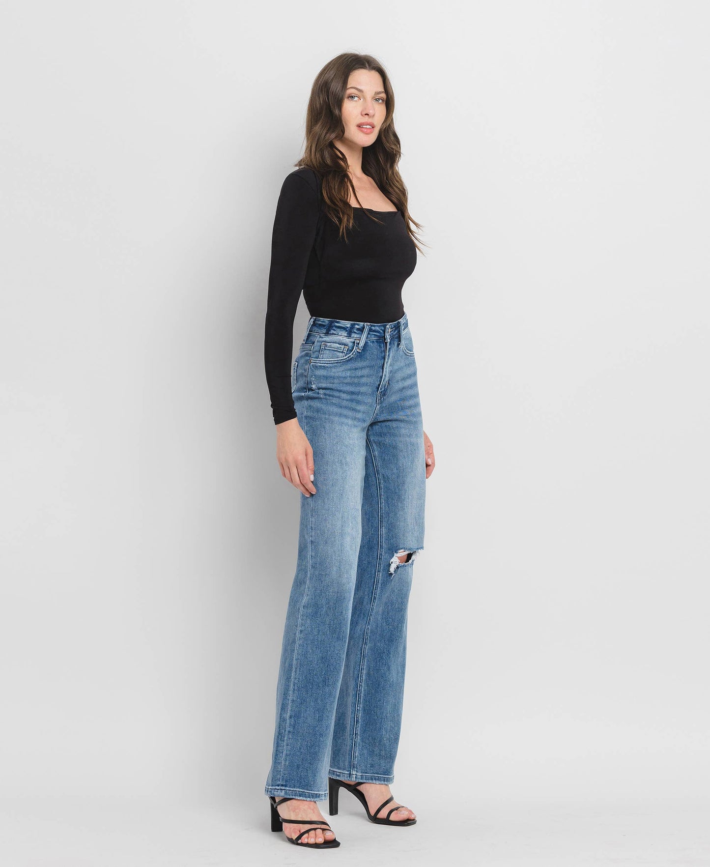 90'S VINTAGE SUPER HIGH RISE FLARE JEANS V3087: CRUSH / 25