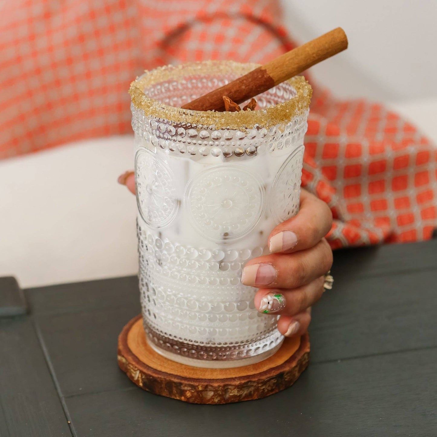 13 oz. Hobnail Beaded Floral Clear Drinking Glasses