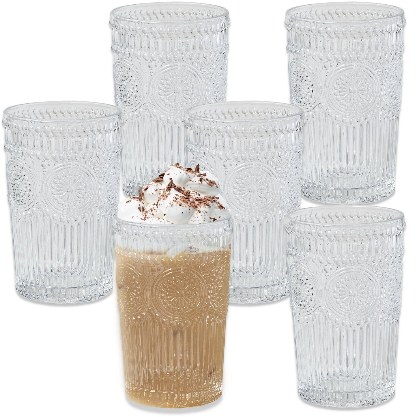 13 oz. Vintage Textured Clear Drinking Glasses