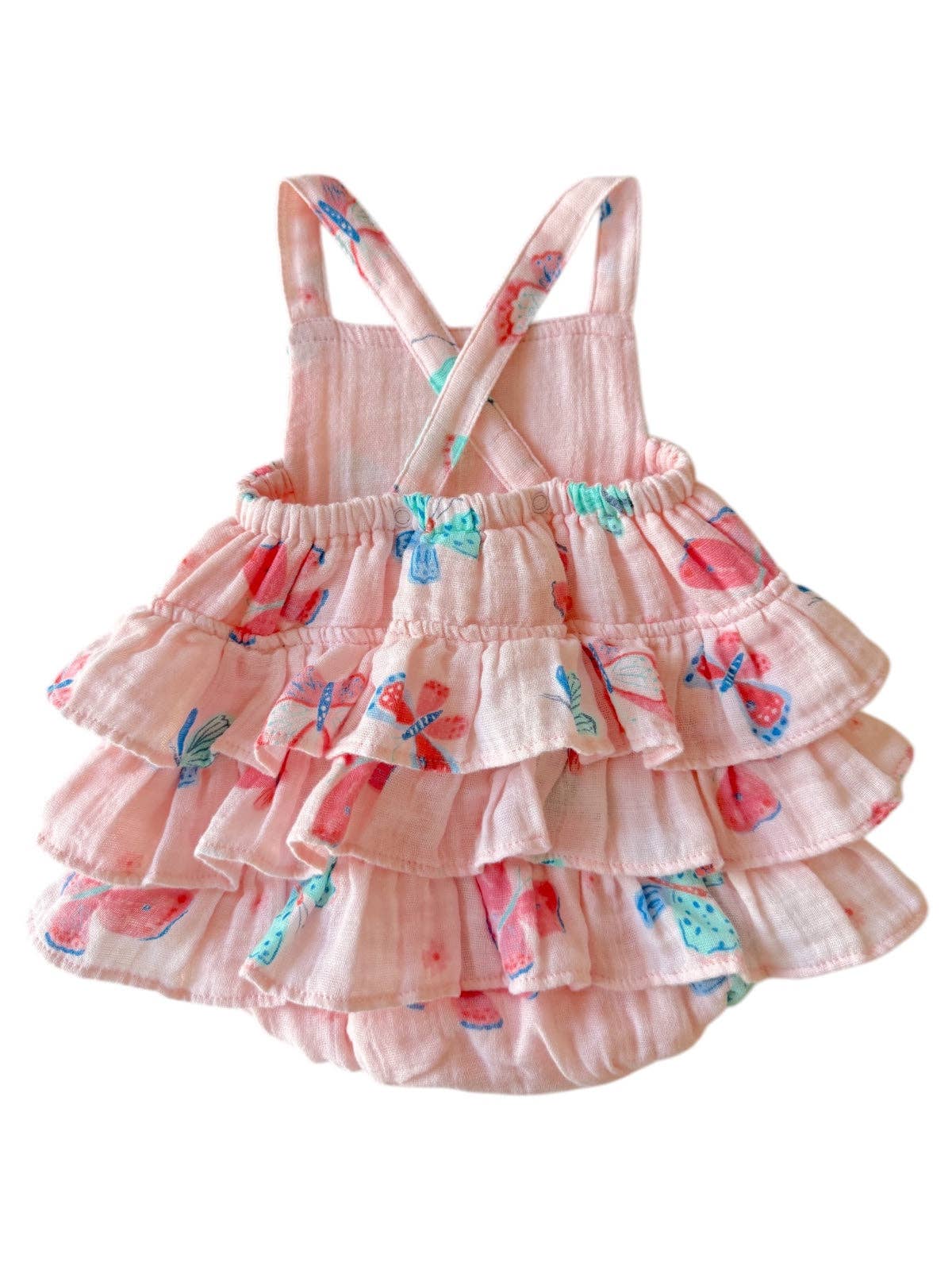 Whimsical Butterflies / Muslin Ruffle Sunsuit: 0-3M