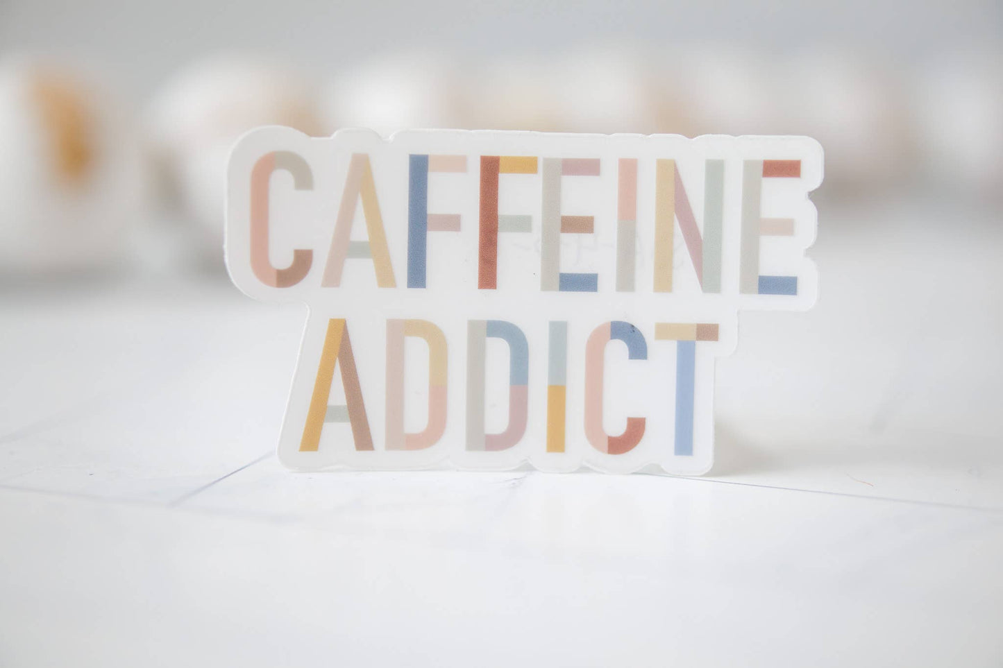 Caffeine Addict Clear Sticker, 3x3