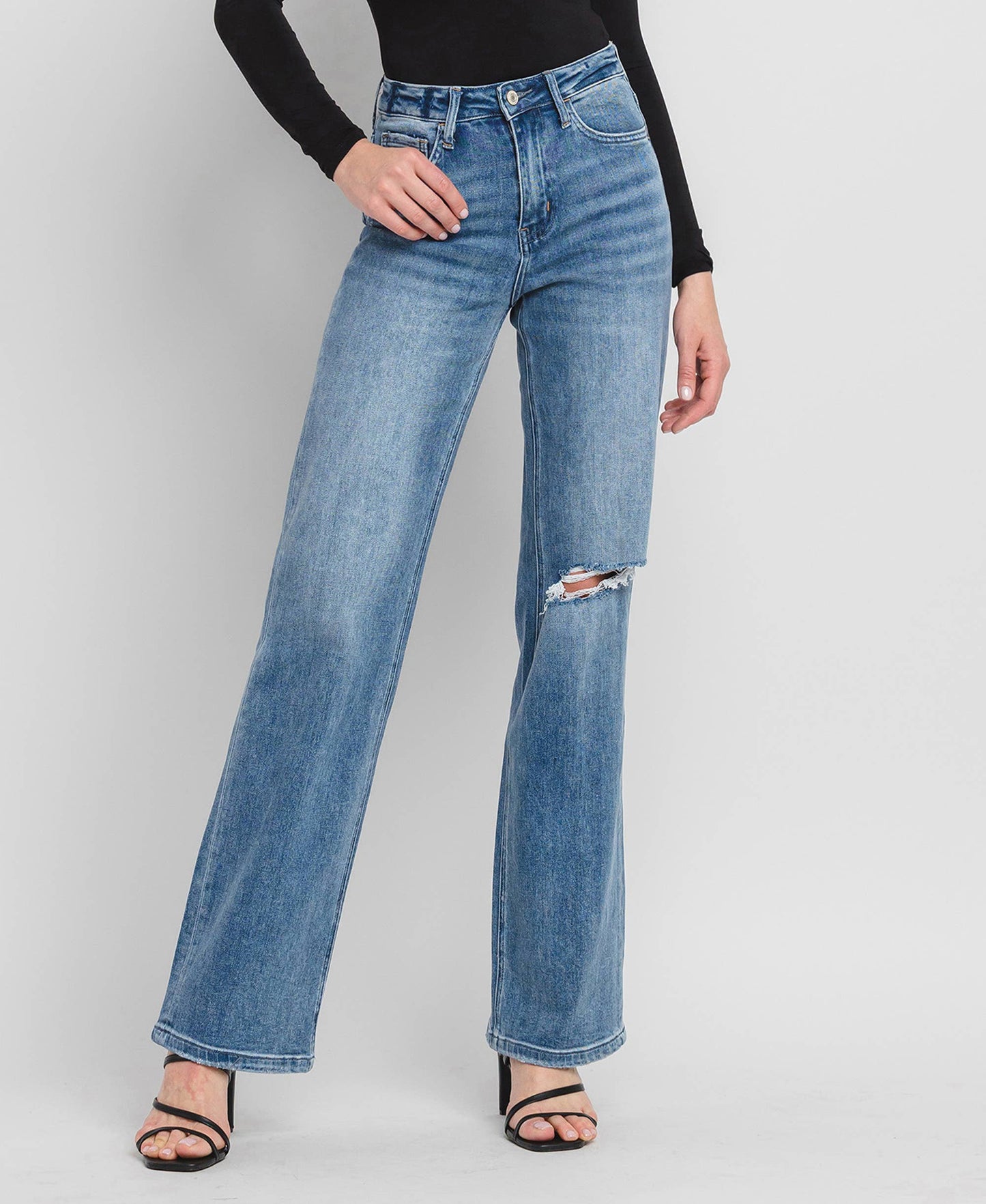 90'S VINTAGE SUPER HIGH RISE FLARE JEANS V3087: CRUSH / 25