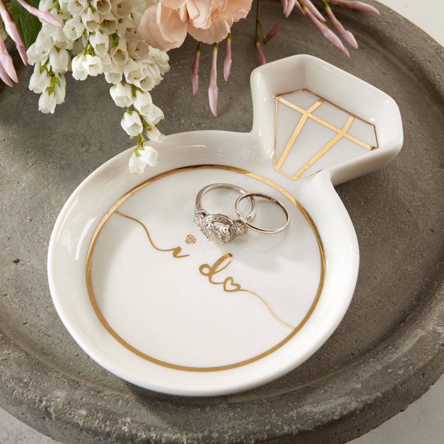 White Diamond Ring Trinket Dish
