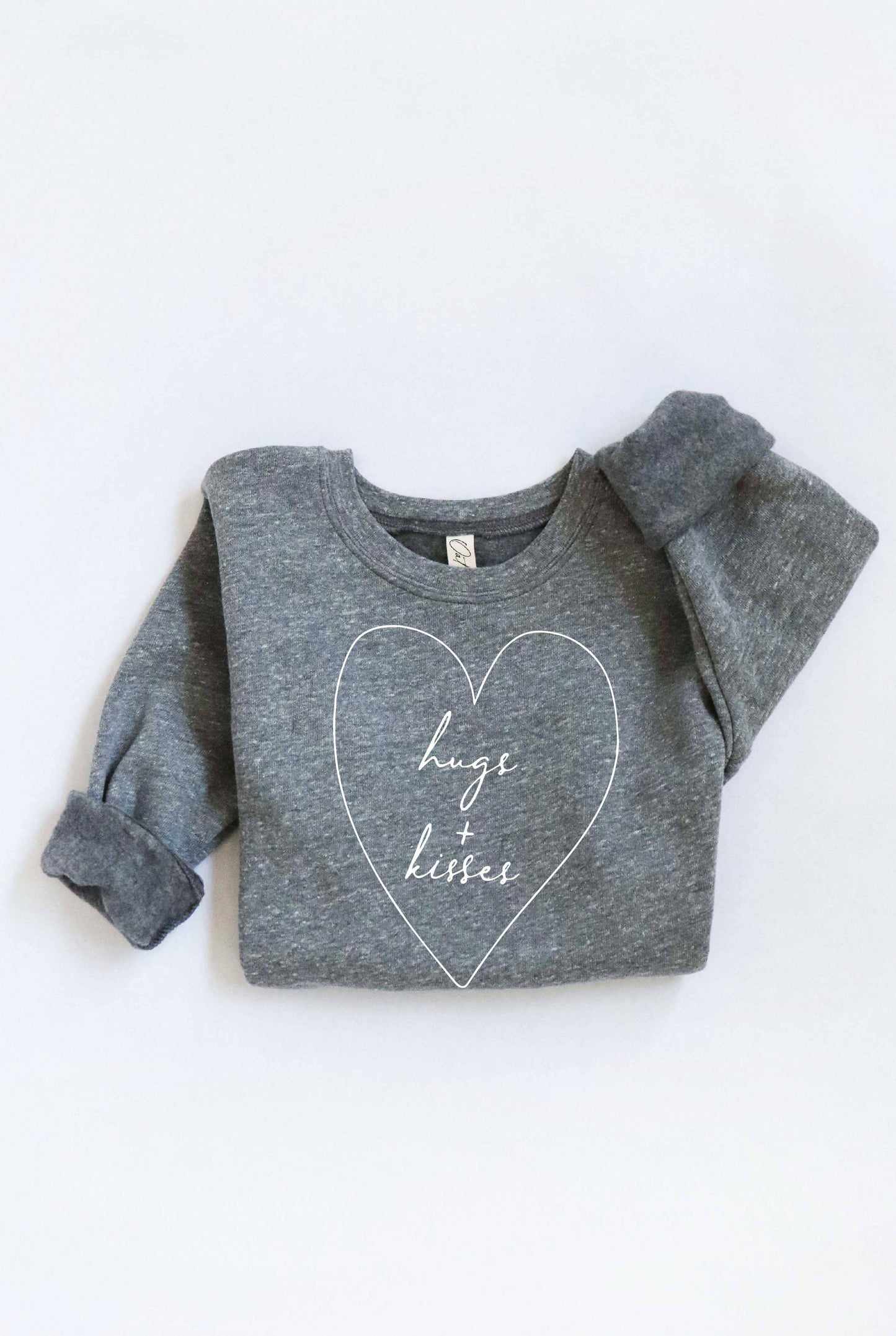 HUGS AND KISSES Toddler Unisex Graphic Sweatshirt: CRANBERRY HEATHER / 5T
