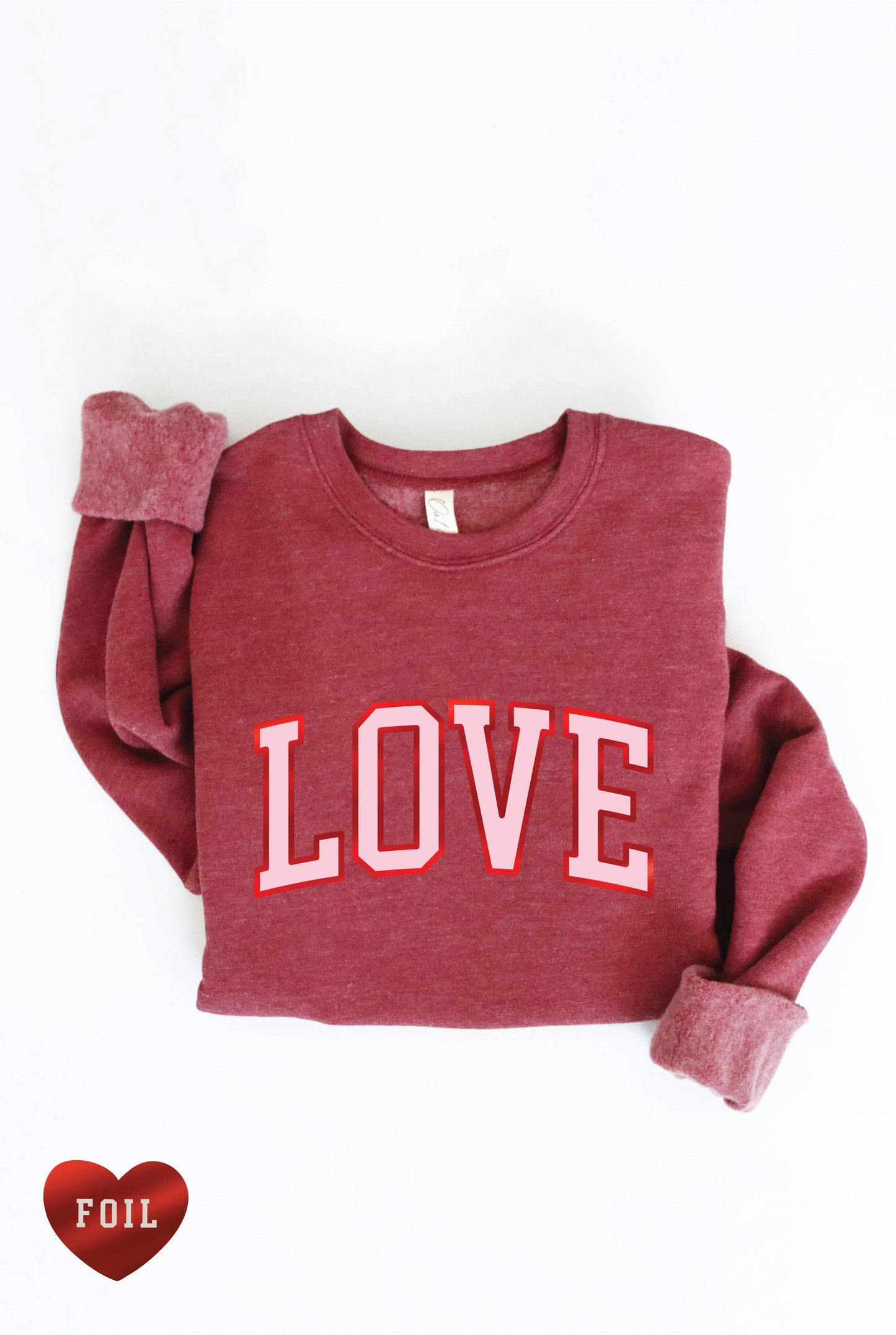LOVE FOIL Graphic Sweatshirt: L / ROSE