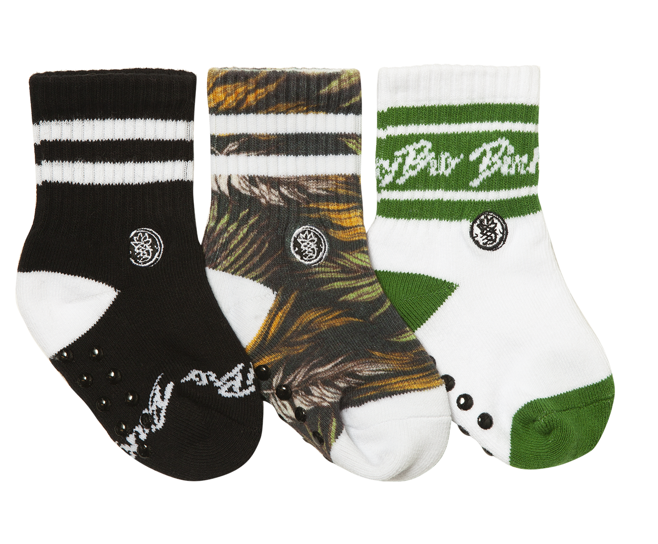 3-Pack Charcoal Palms socks: Youth (3 years - 6 years)