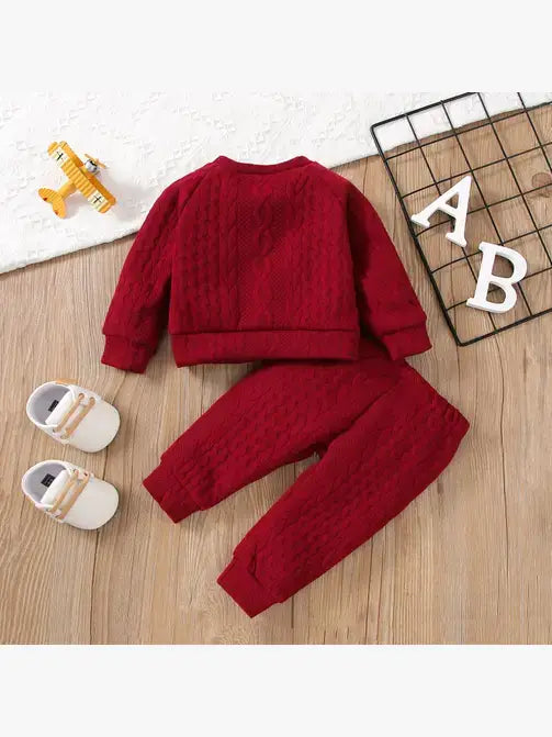 2pcs Solid Long-sleeve Baby Set: Pink / 6-9 Months