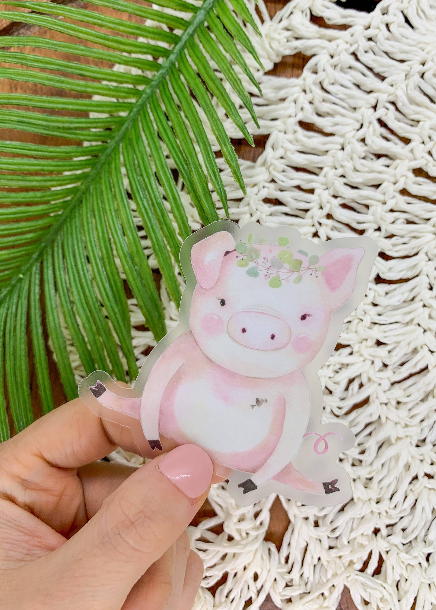 Pig, Clear Vinyl, Sticker, 3x3 inch