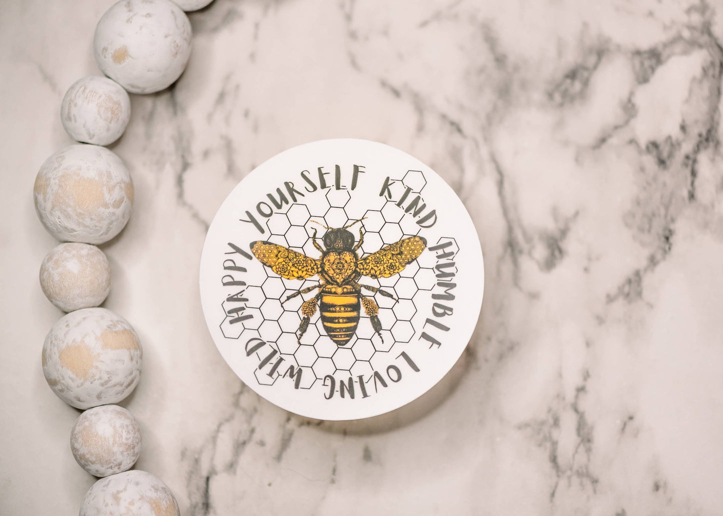 Bee Kind Loving Humble Clear, Vinyl Sticker, 3x3 in.