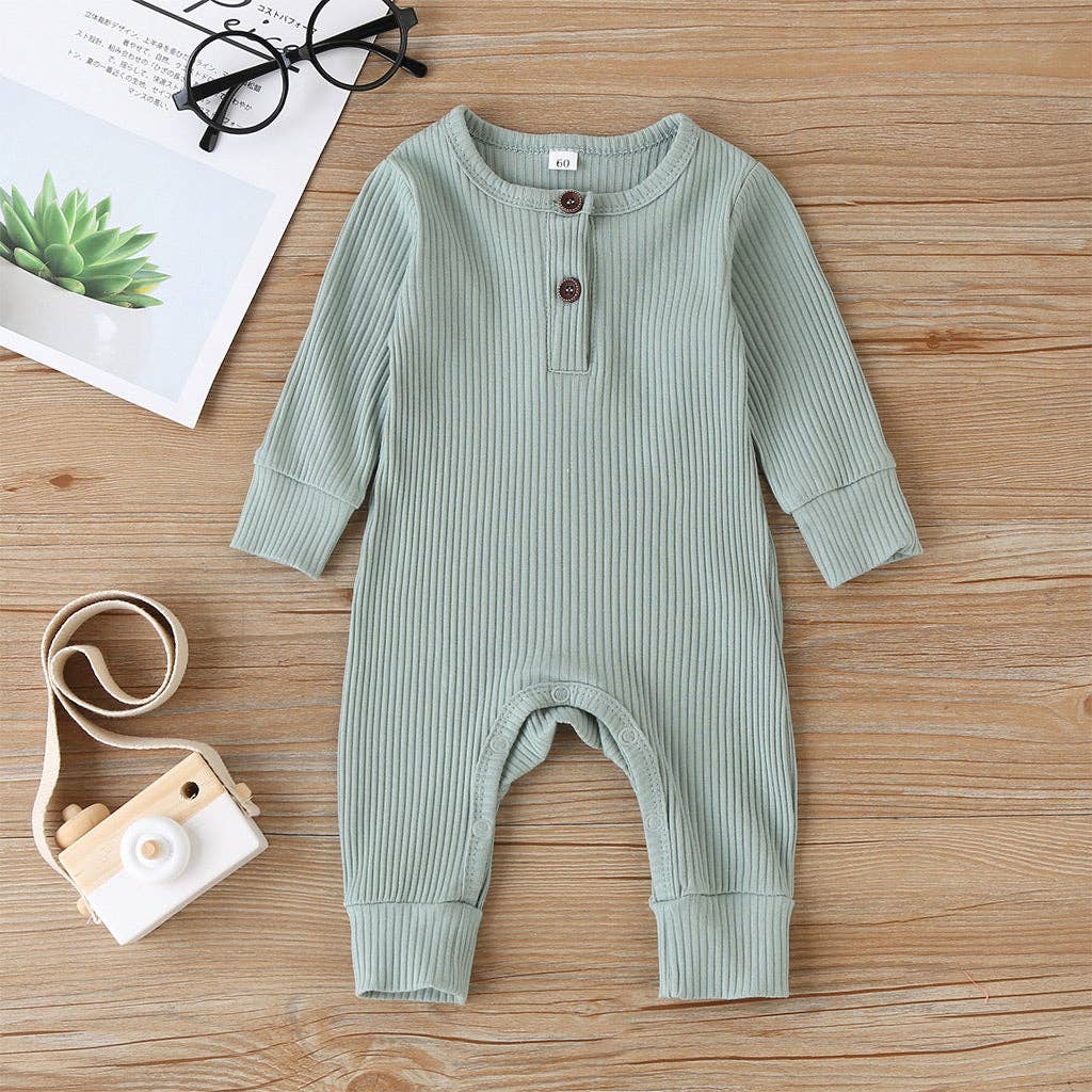 Baby Boy / Girl Cotton Knitted Style Cardigan Jumpsuit: 0-3 Months / Ginger