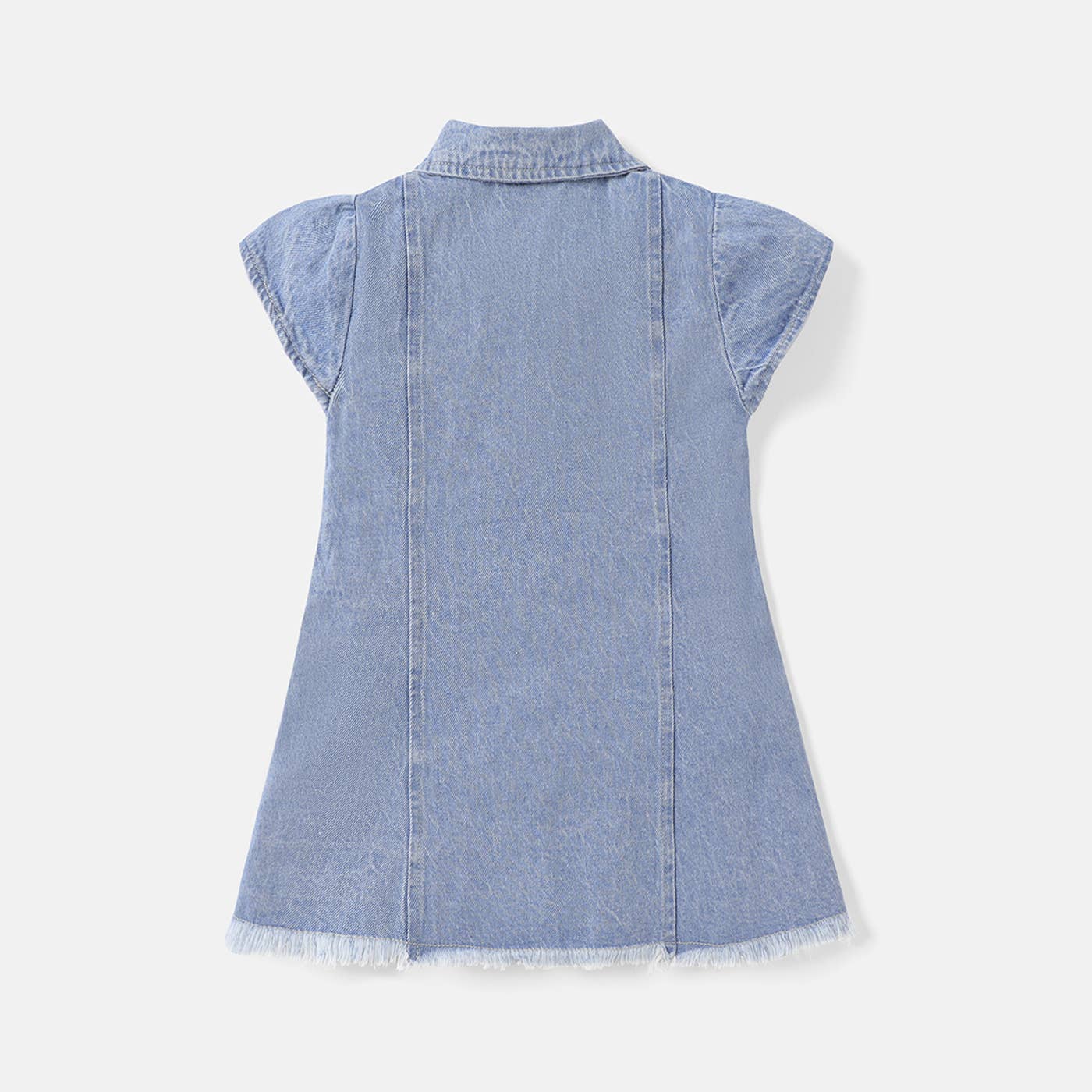 Baby Girl Button Front Cap-sleeve Denim Dress: DENIMBLUE / 6-9 Months