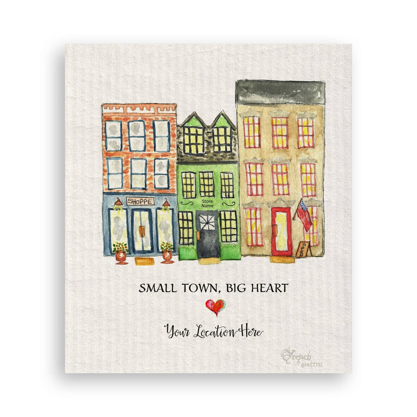 Small Town Big Heart with Location: - / Notecard