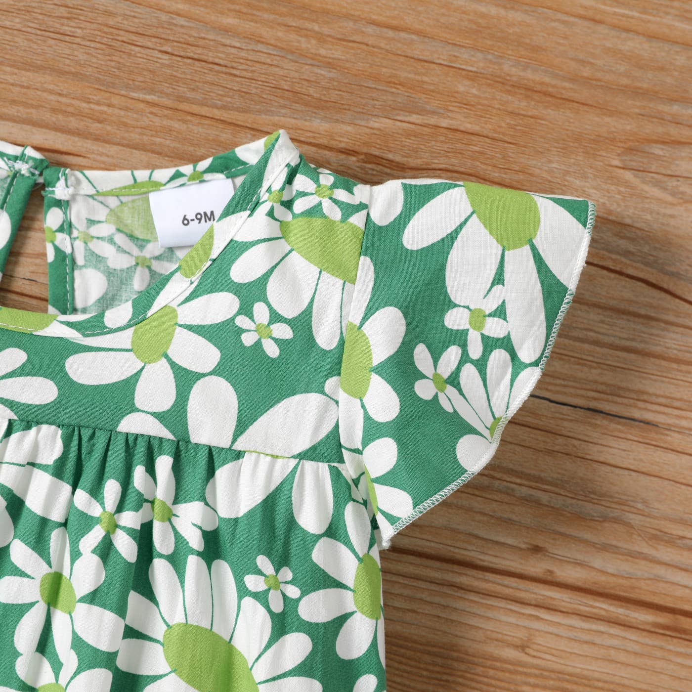 100% Cotton Baby All Over Floral Print Flutter-sleeve Dress: Pink / 12-18 Months