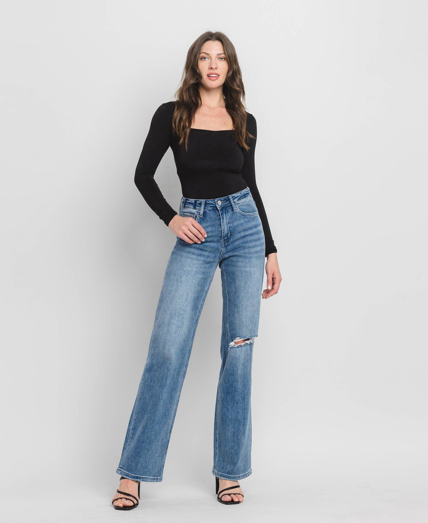90'S VINTAGE SUPER HIGH RISE FLARE JEANS V3087: CRUSH / 25