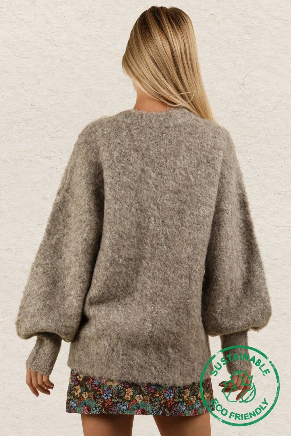 12W3180V-ECO Mohair Button Down Soft Knit Sweater Cardigan: PINK / S-M-L/2-2-2