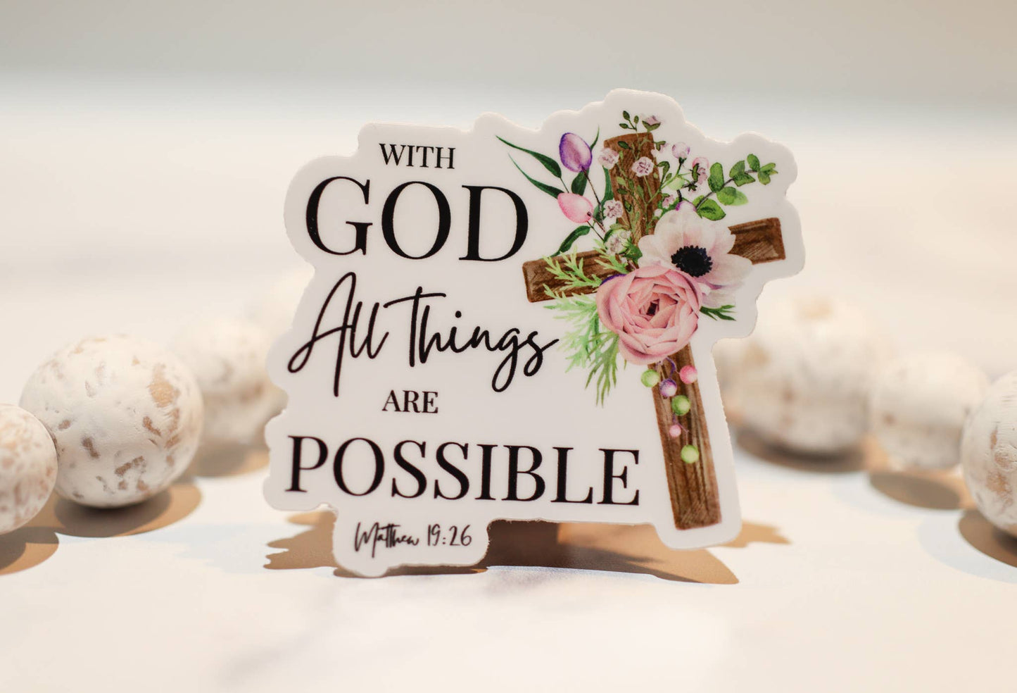 With God All Things Are Possible, Vinyl Sticker, 3in.