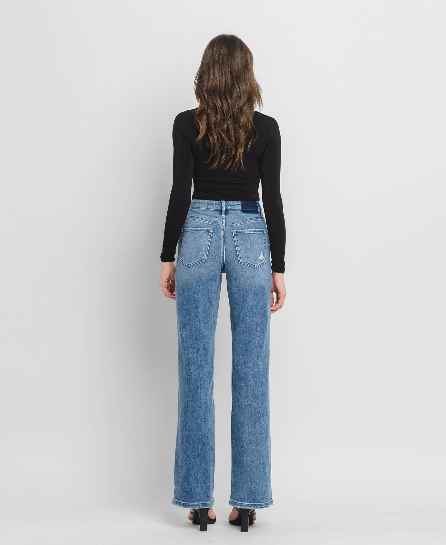 90'S VINTAGE SUPER HIGH RISE FLARE JEANS V3087: CRUSH / 25